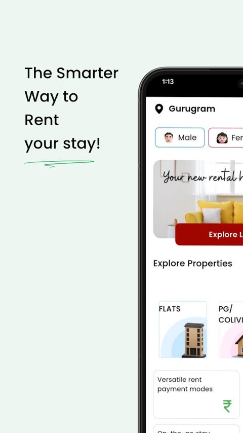 StayPe Tenant app: explore properties in Gurugram